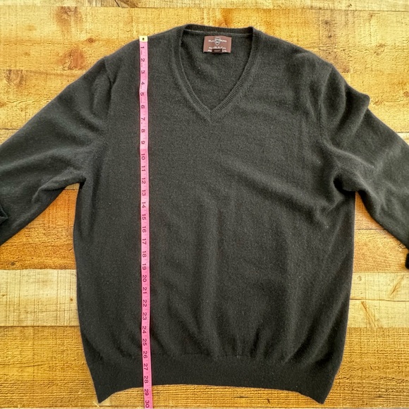 Black Brown 100% Cashmere V-Neck Sweater BLACK XXL - Picture 4 of 7